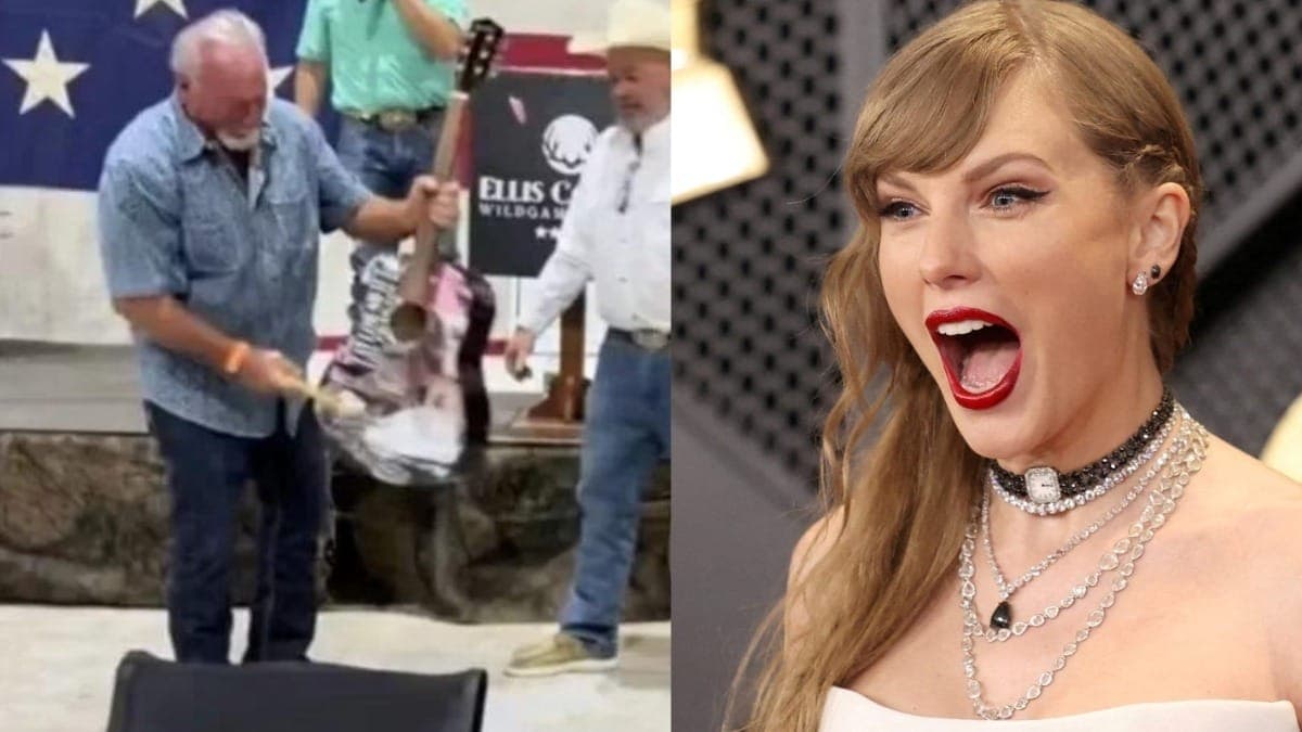 Homem destrói violão autografado por Taylor Swift