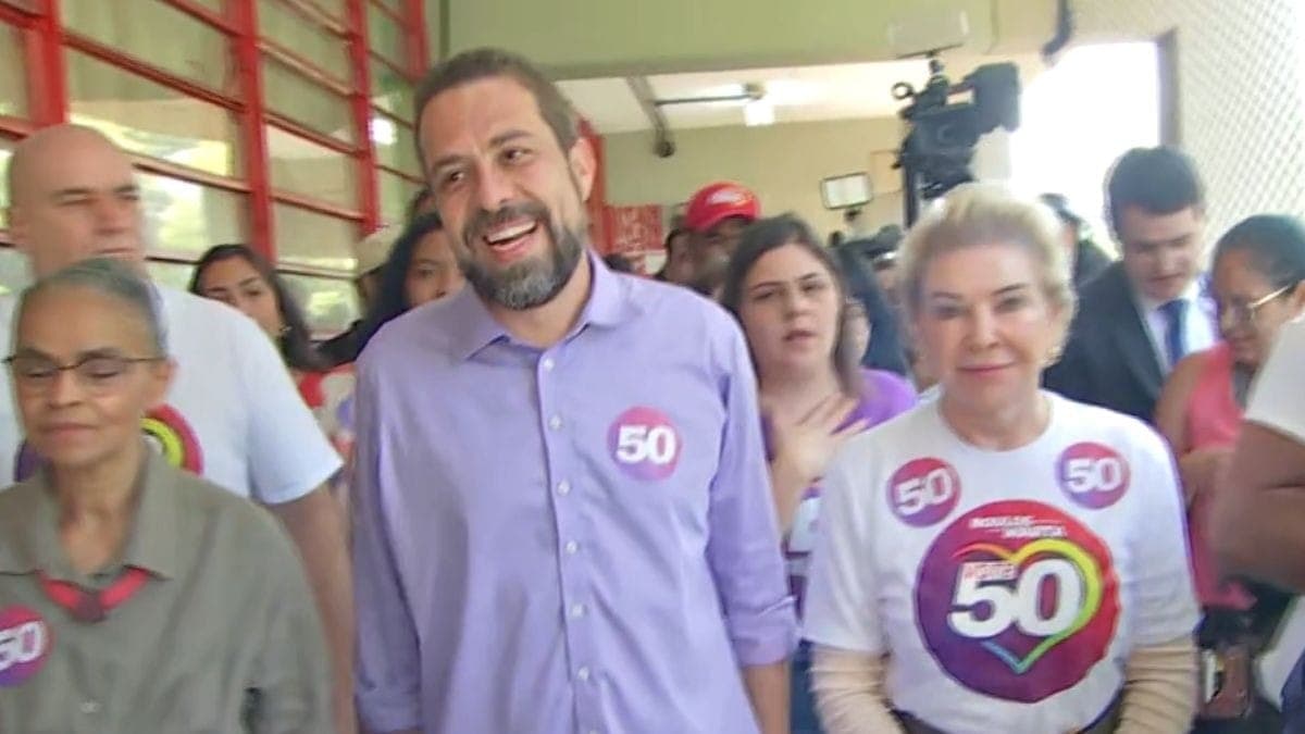 Guilherme Boulos acompanhado de Marta Suplicy e Marina Silva