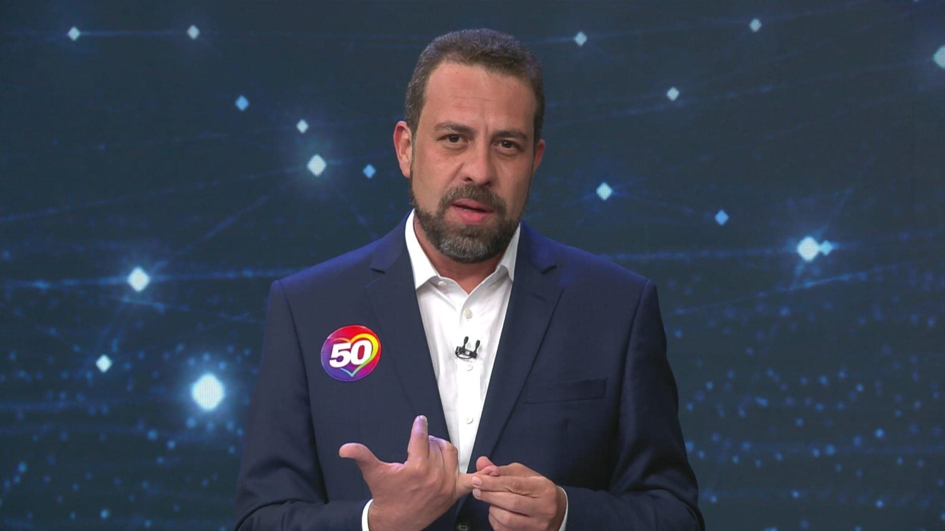 Guilherme Boulos durante debate na Band