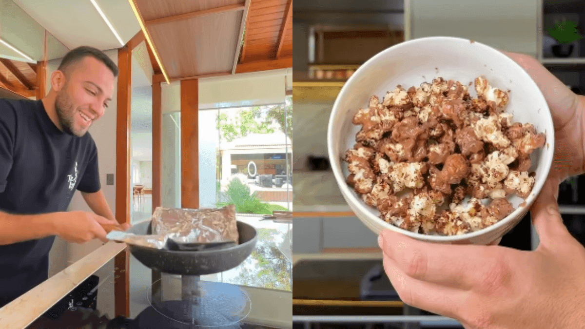 Pipoca doce de chocolate do Lucas Rangel