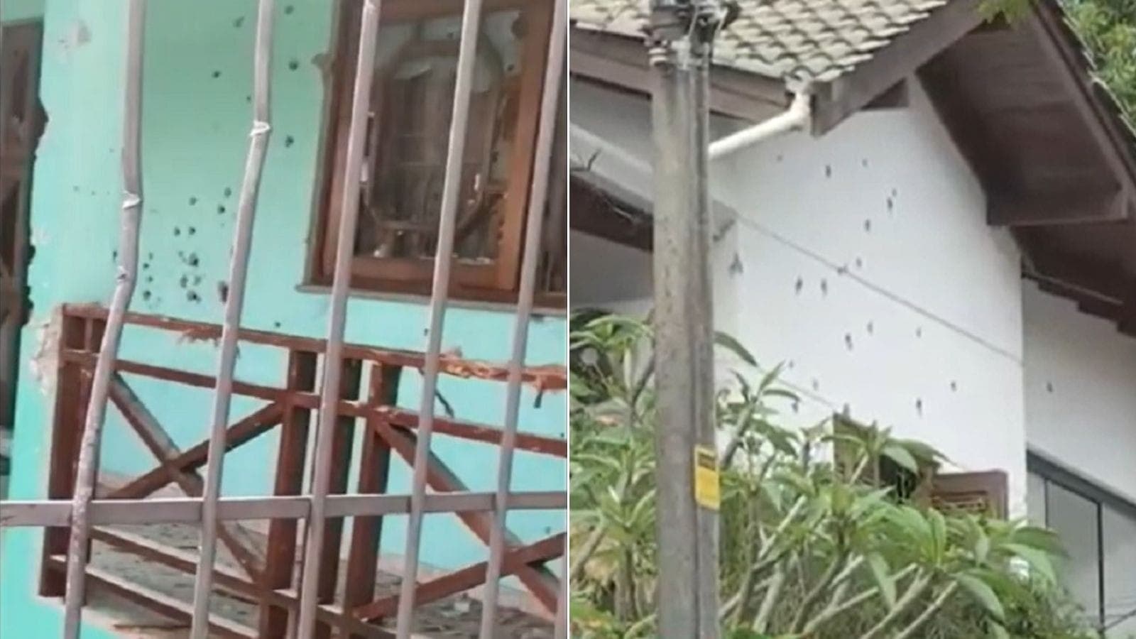 Marcas de tiros em casa em que homem matou pai e irmão no RS