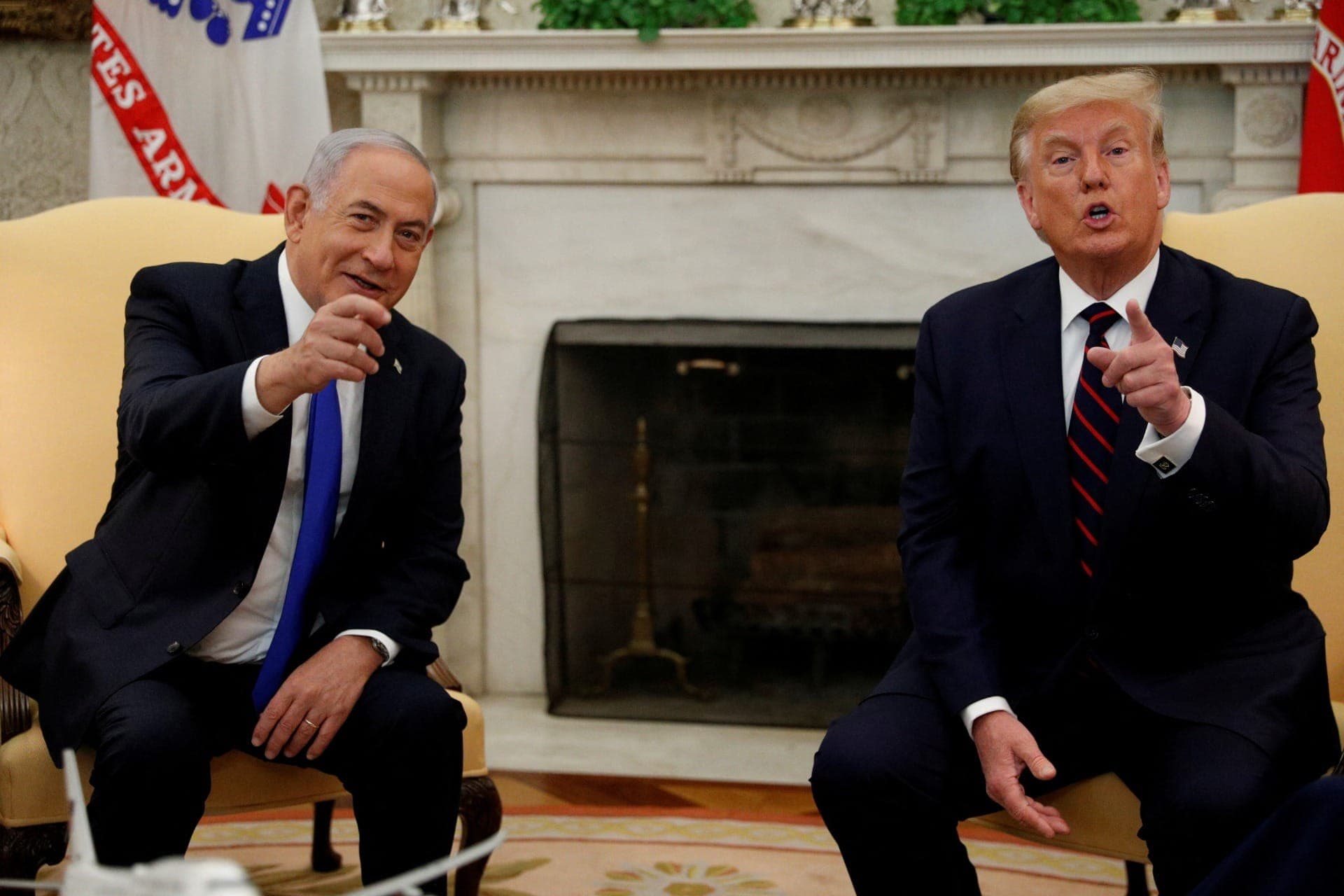 Foto de arquivo de Benjamin Netanyahu e Donald Trump