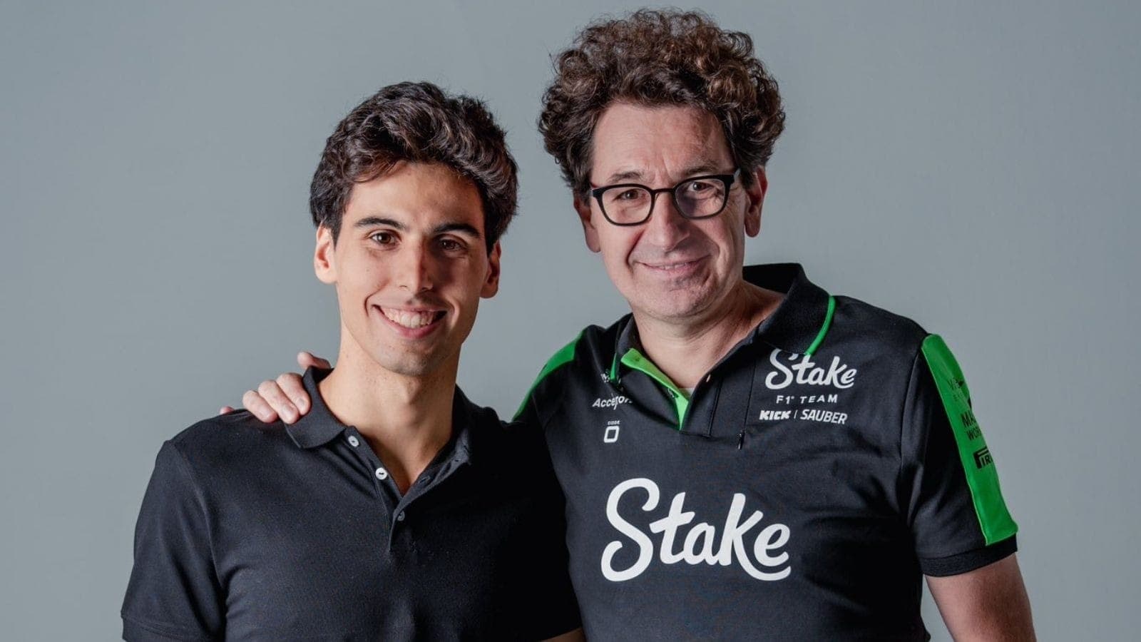 Gabriel Bortoleto e Mattia Binotto, chefe da Sauber