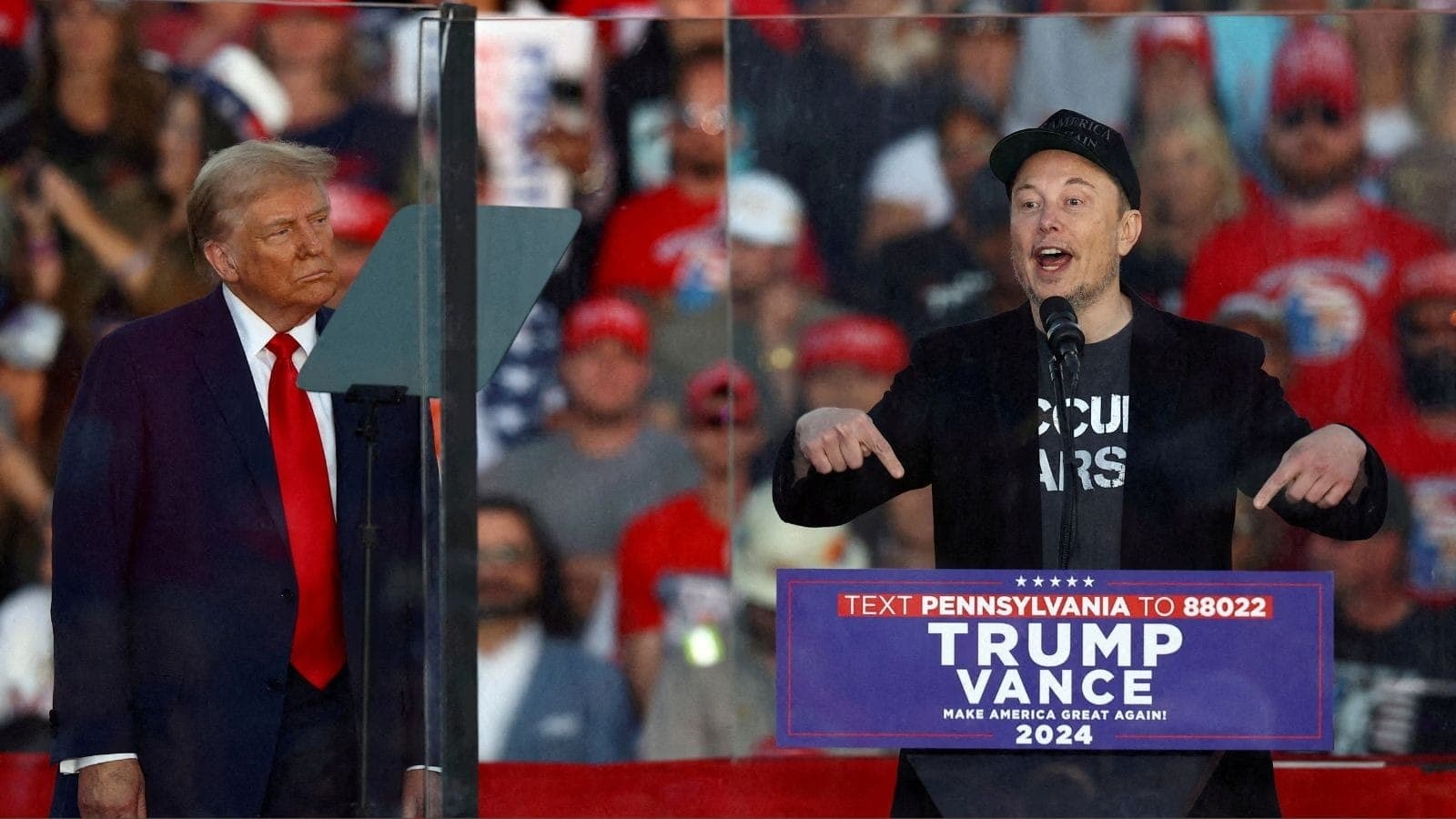 Elon Musk e Trump durante a campanha nos EUA