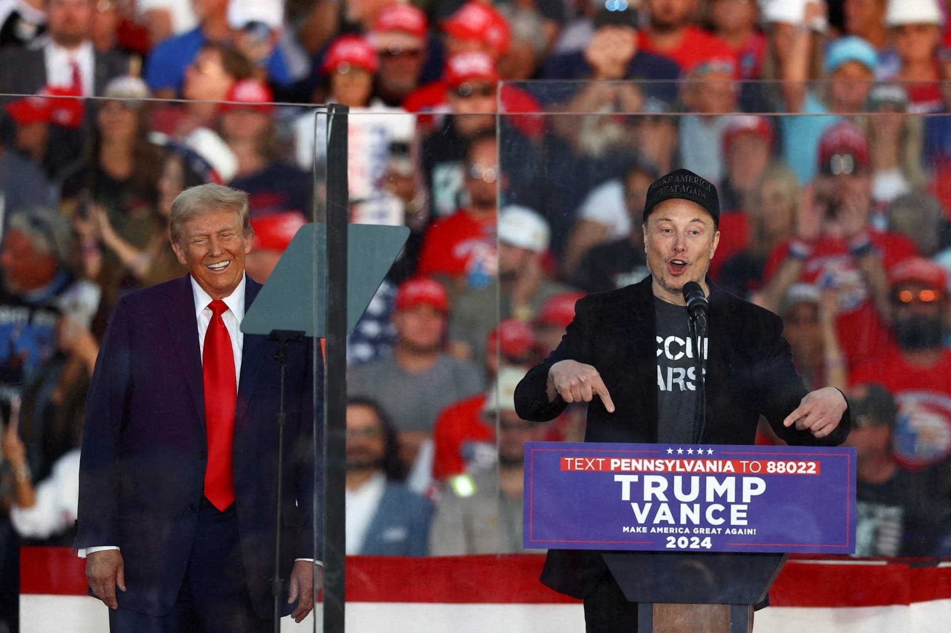 Donald Trump, presidente eleito dos EUA, e o empresário Elon Musk