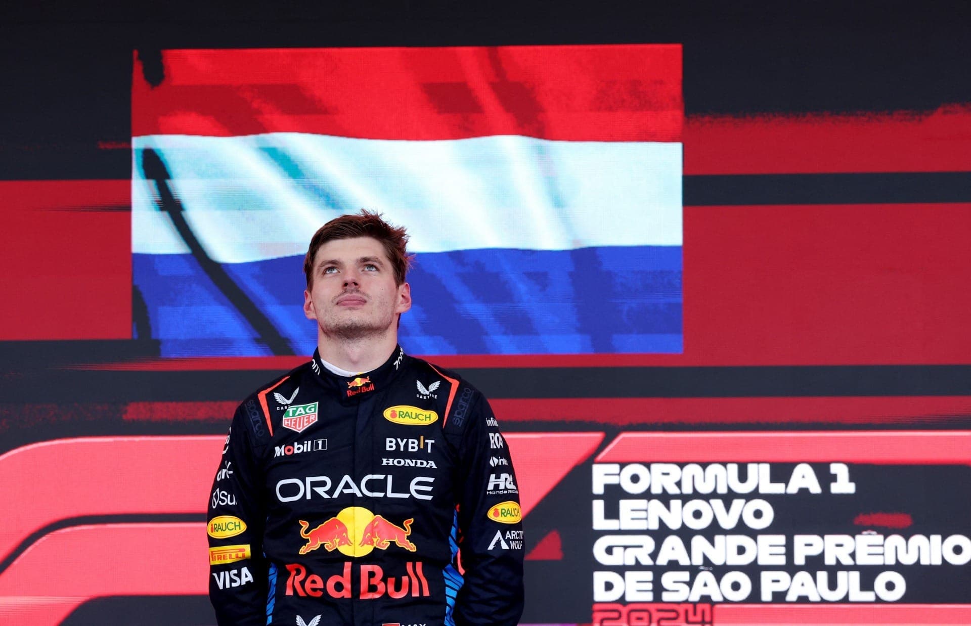 Max Verstappen no pódio do GP de São Paulo de 2024