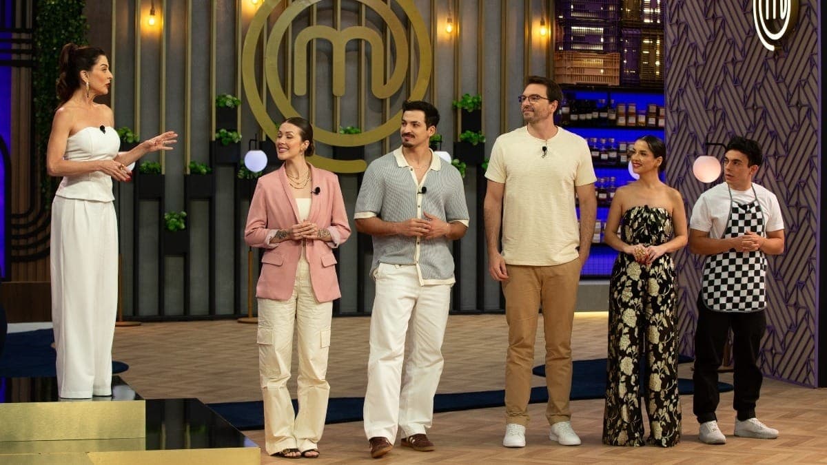 Dani Choma, Gui Tank, Betto Auge, Vivi Cake e Tommy Guedes no MasterChef Confeitaria