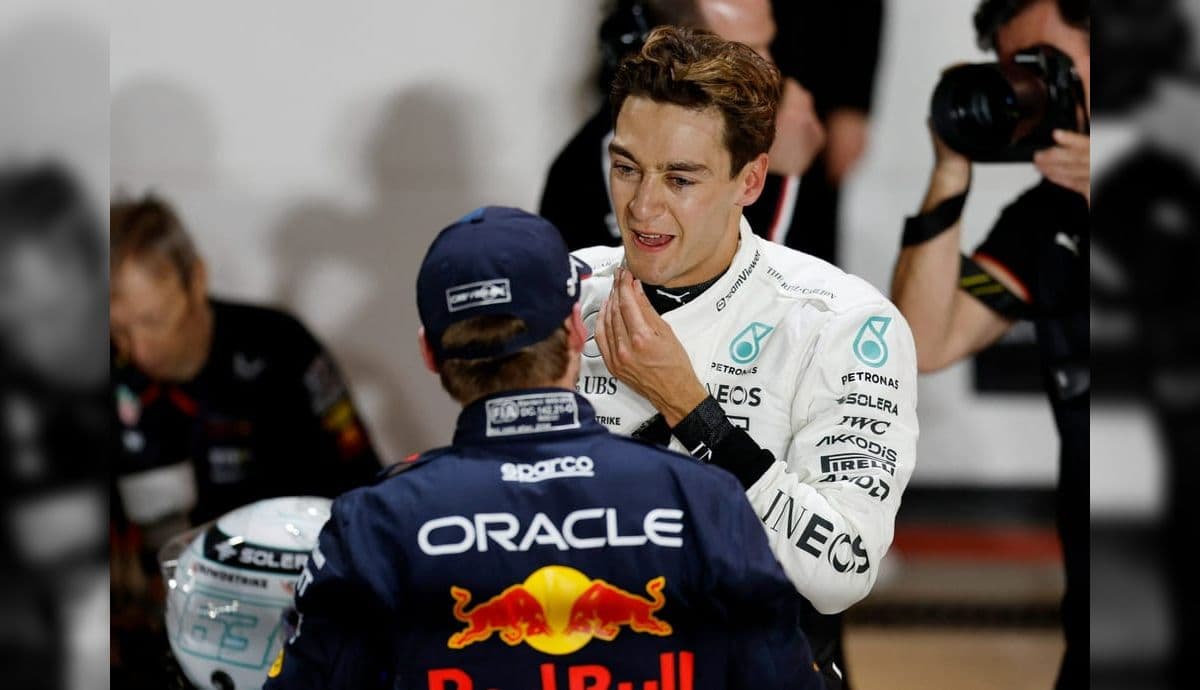 Russell conversa com Verstappen depois da definição do grid do GP do Catar