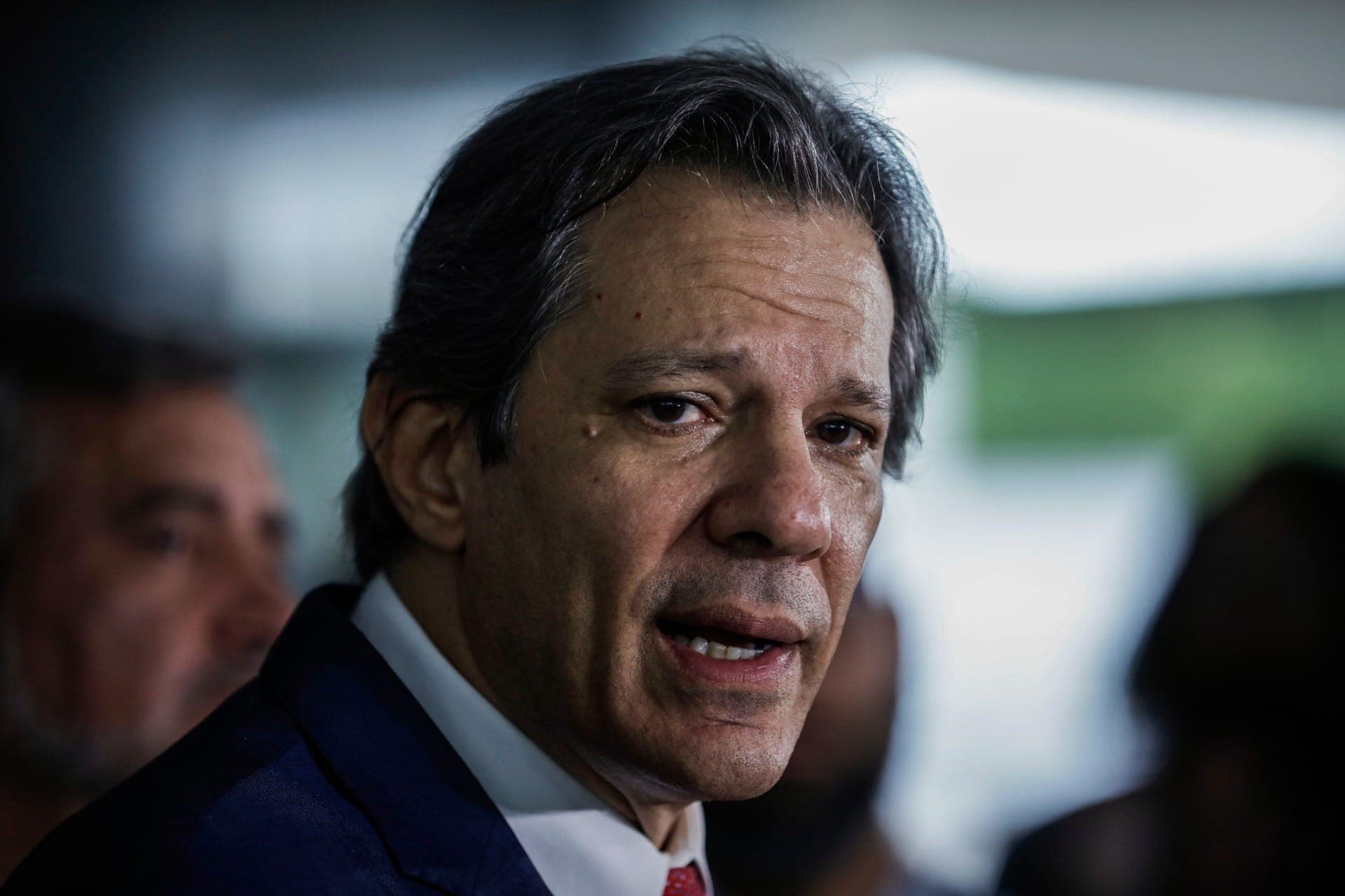 Ministro da Fazenda, Fernando Haddad (PT) atende a jornalistas após reunião entre o presidente Lula (PT)