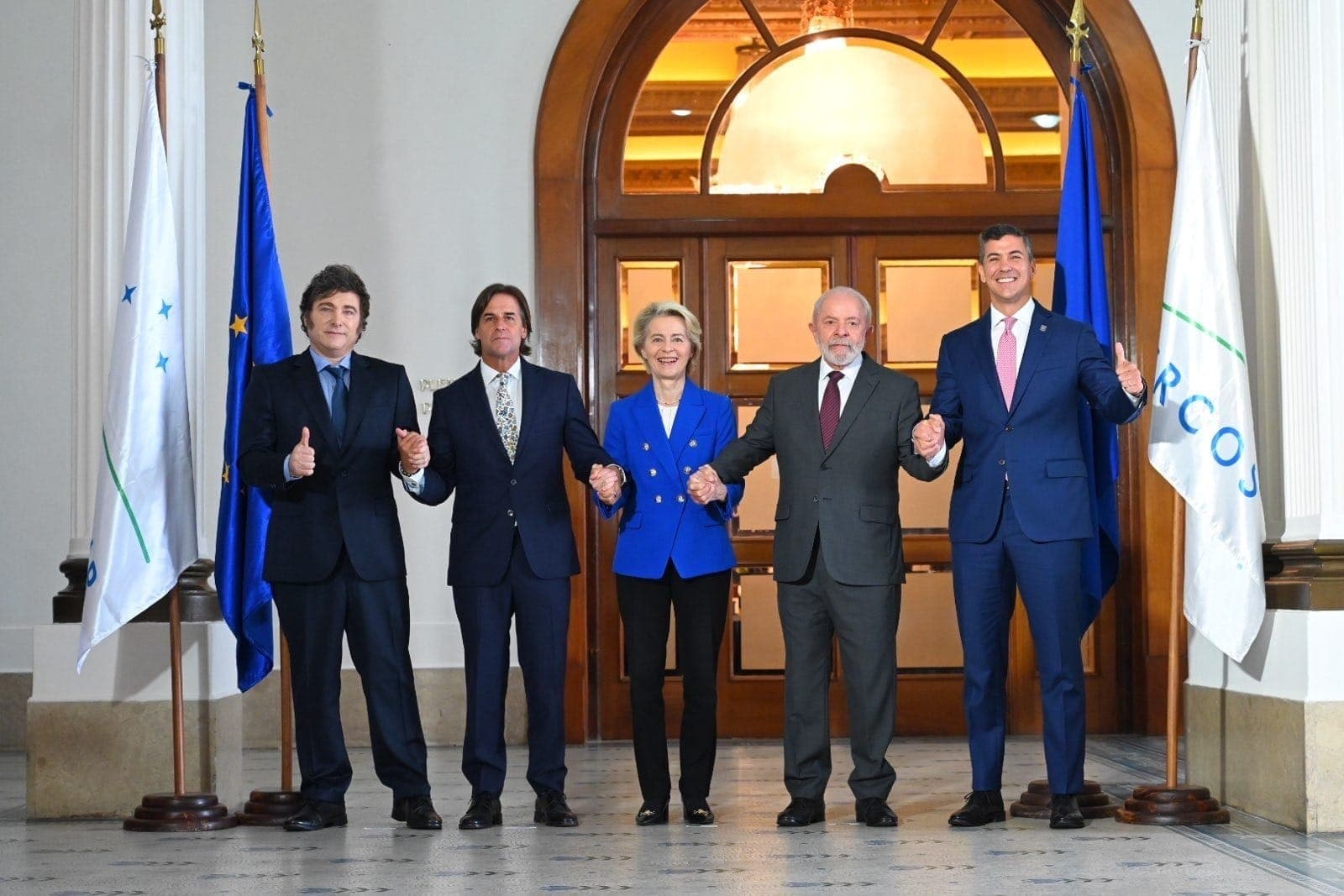 Ursula von der Leyen e presidentes do Mercosul