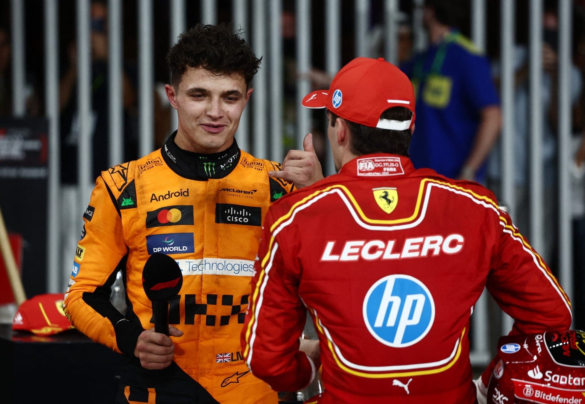 Charles Leclerc e Lando Norris no GP de Abu Dhabi