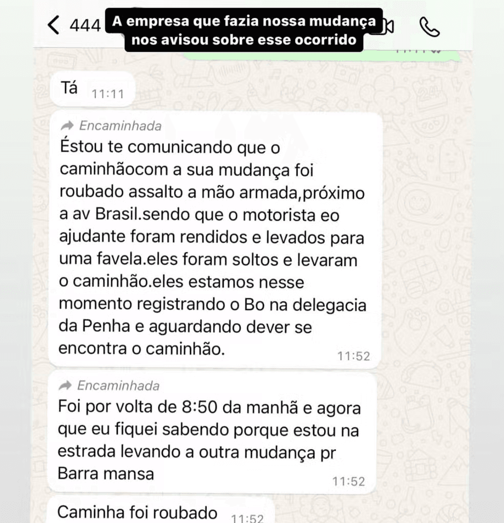 Postagem de Alan Kardec sobre roubo de caminhão
