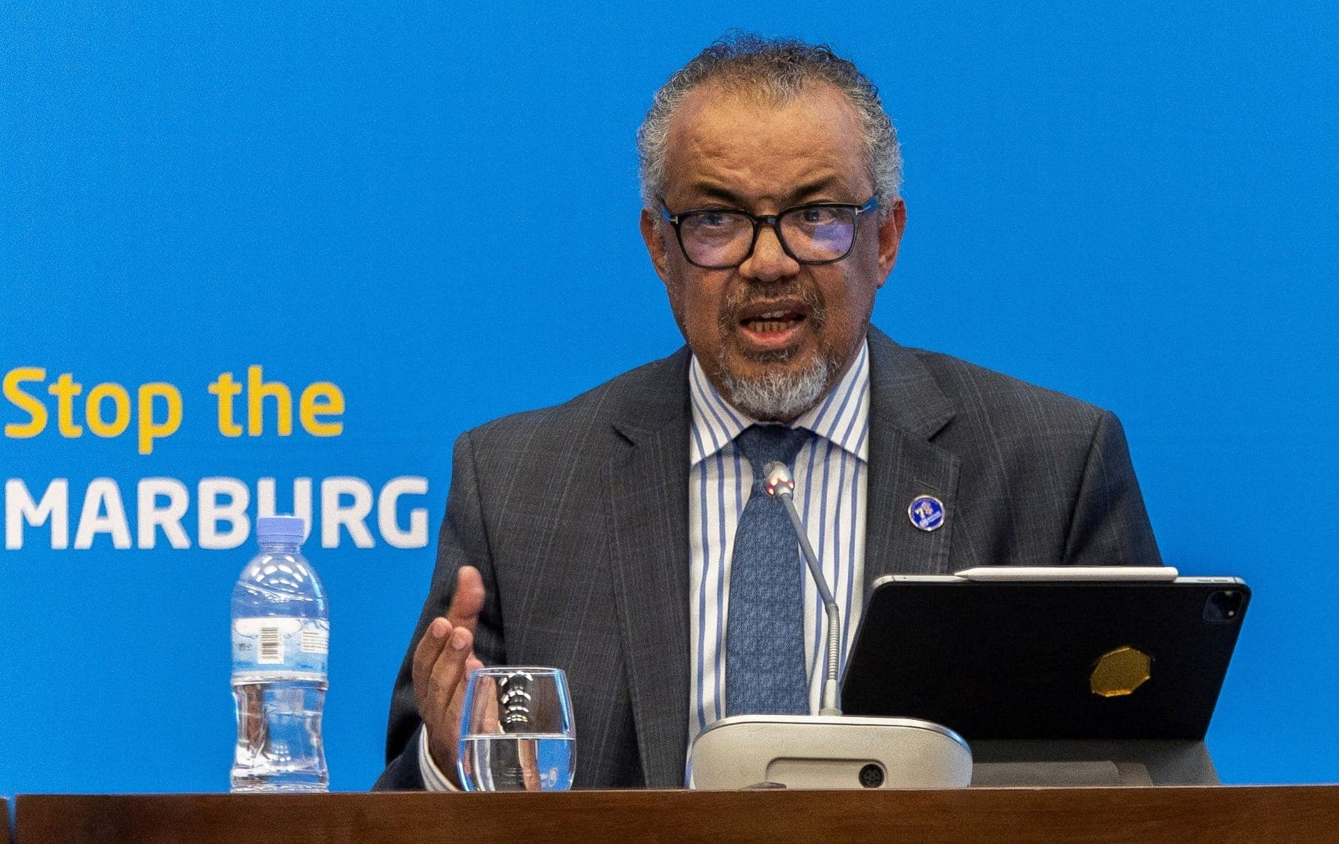 Diretor-Geral da Organização Mundial da Saúde, Tedros Adhanom Ghebreyesus durante coletiva de imprensa