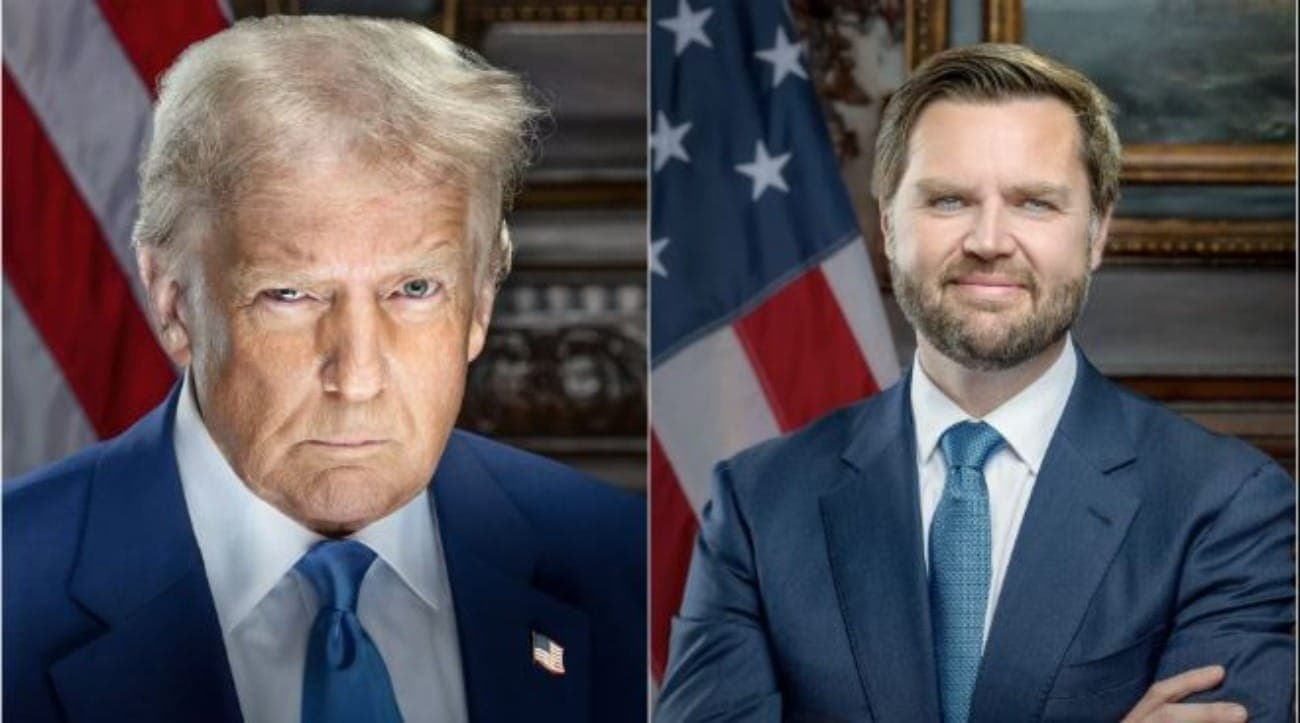 Fotos oficiais de Donald Trump e de seu vice, JD Vance, foram divulgadas nesta quinta-feira (17)