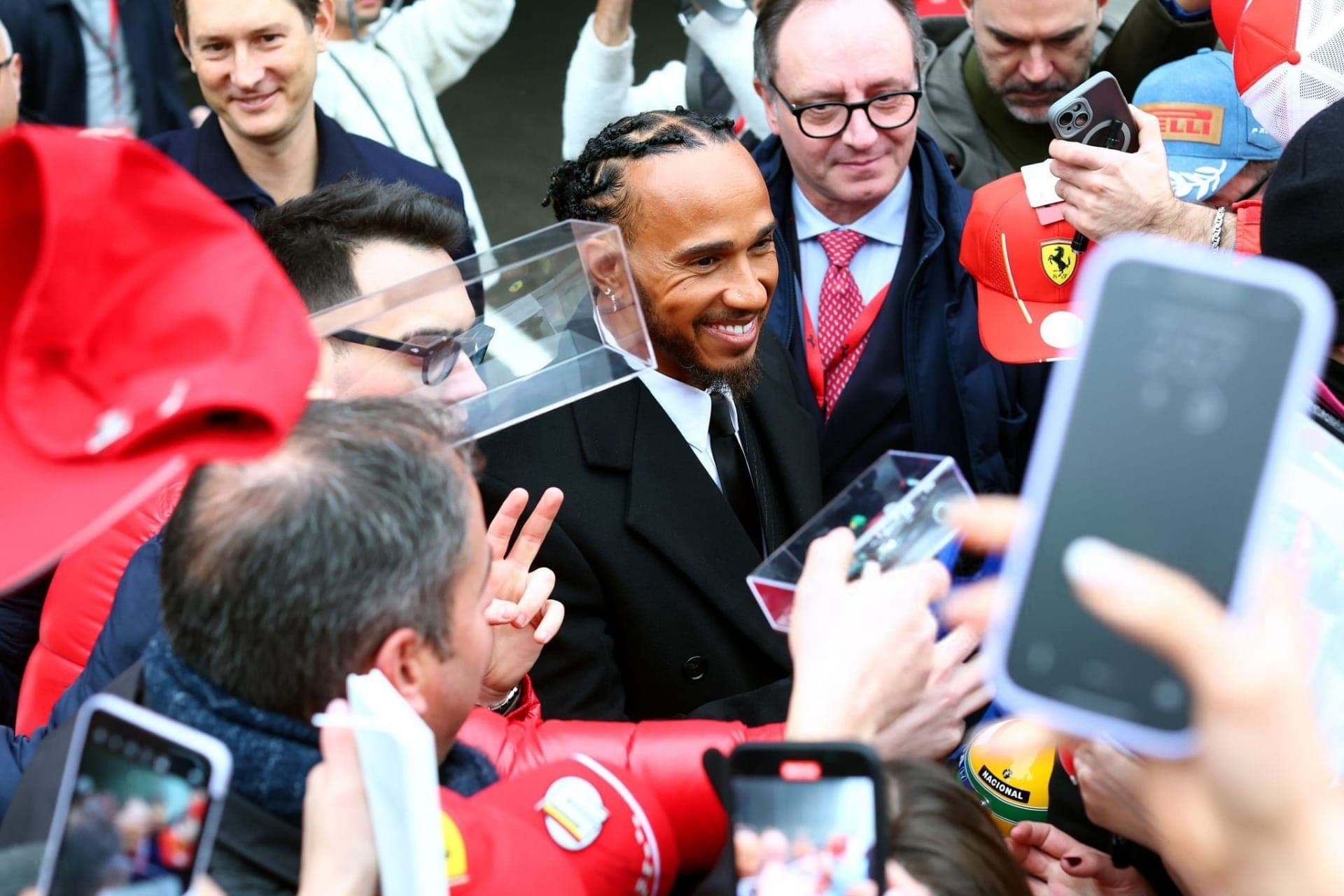 Lewis Hamilton em primeiro dia como piloto da Ferrari