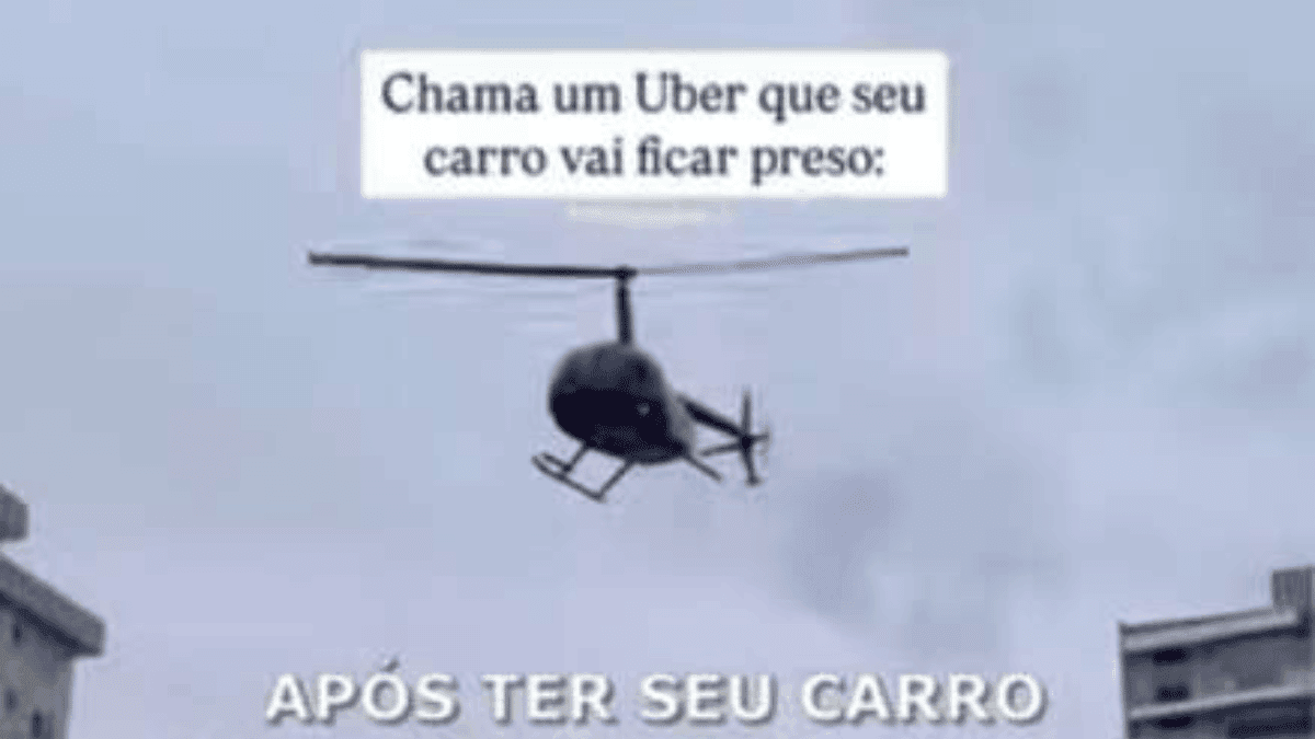 Homem é parado em blitz e vai embora de helicóptero