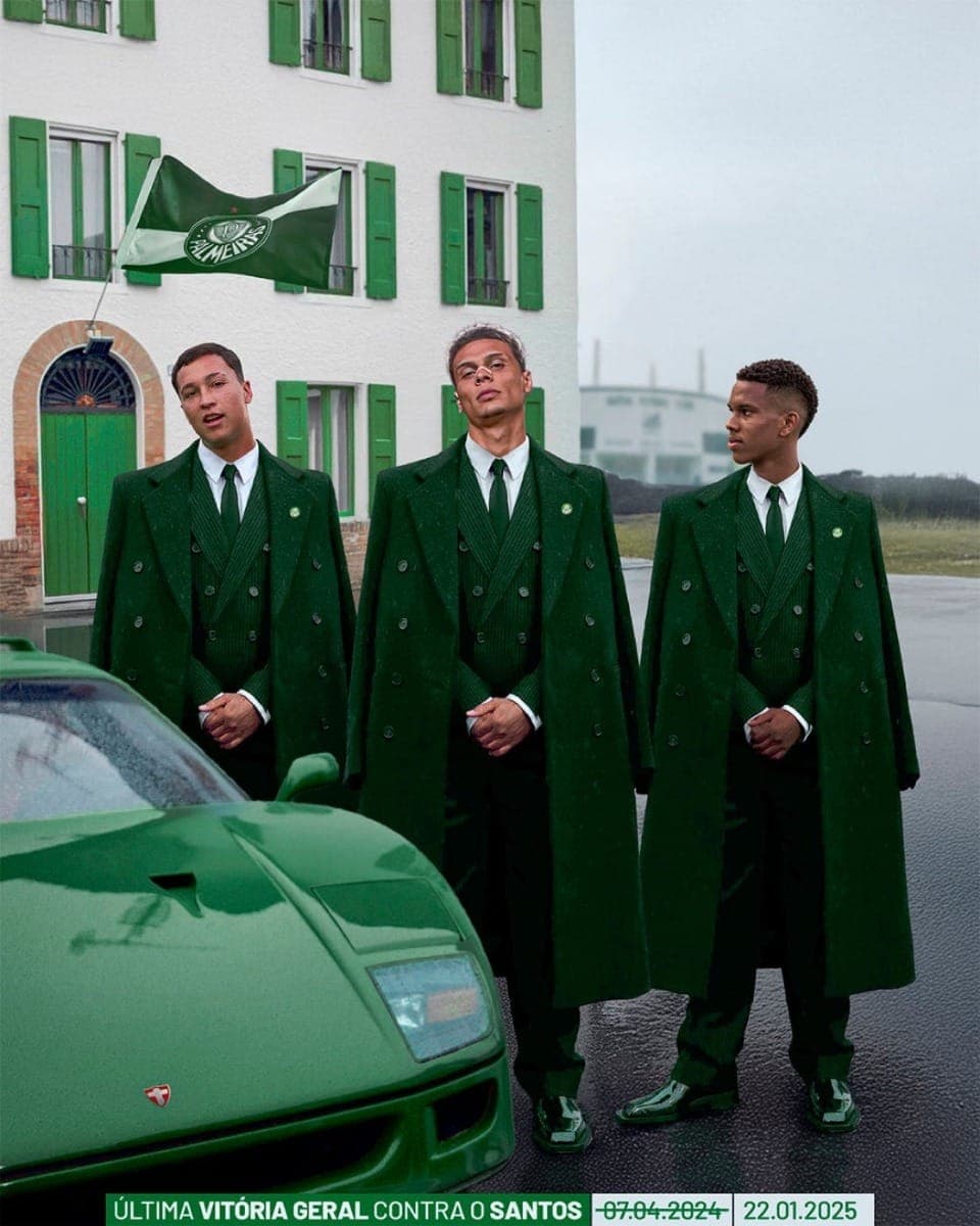 Palmeiras provoca Santos ao recriar foto de Hamilton na Ferrari
