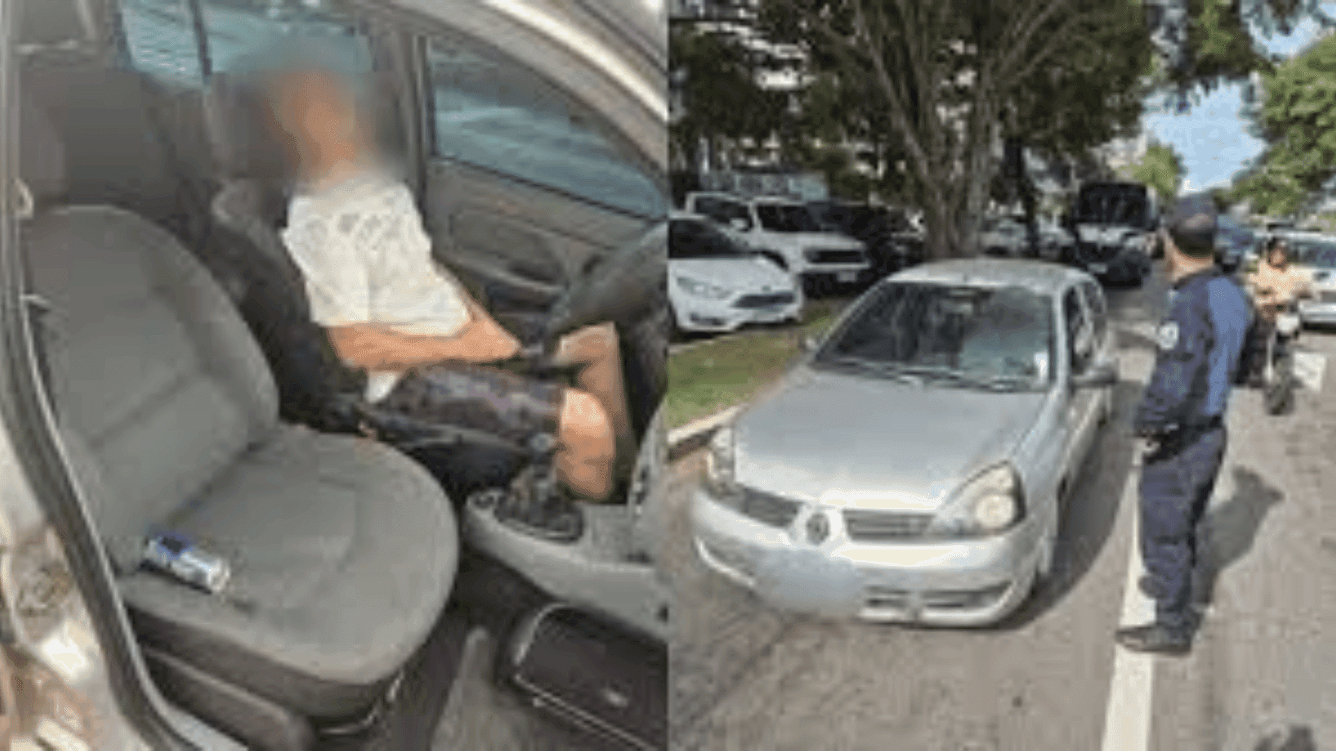 Homem bebe demais e dorme dentro do carro no meio da rua