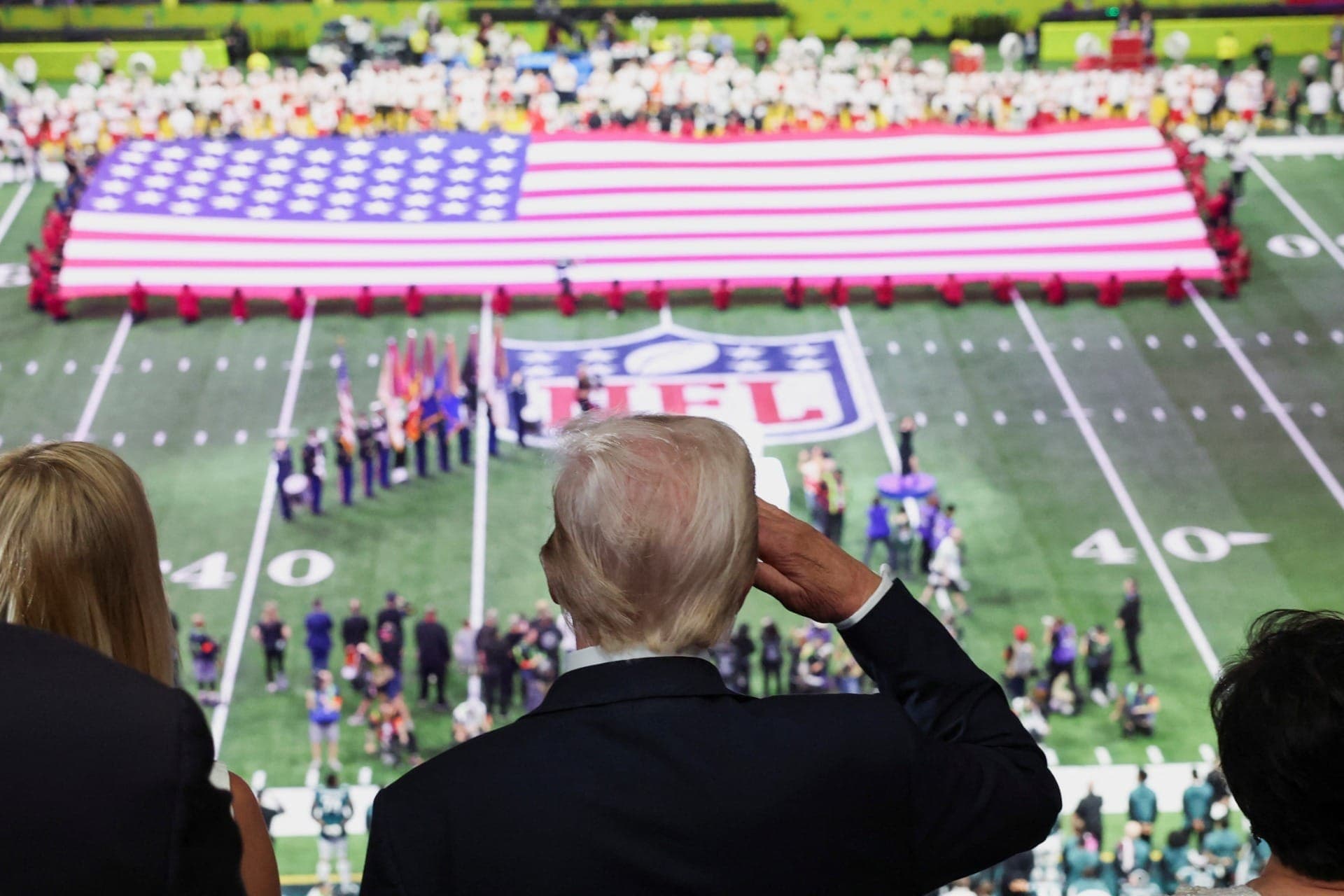Presidente Donald Trump durante o Super Bowl
