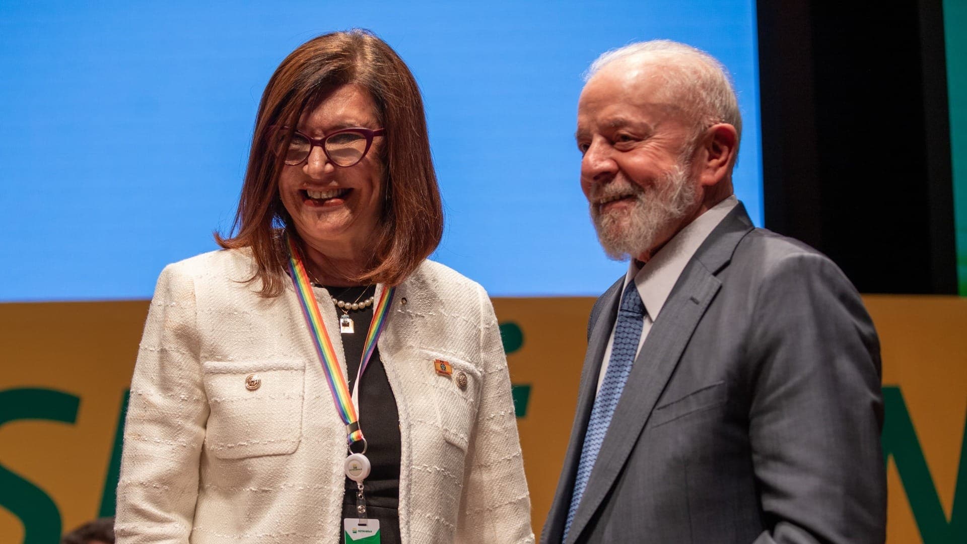 A presidente da Petrobras, Magda Chambriard, e o presidente da República, Luiz Inácio Lula da Silva