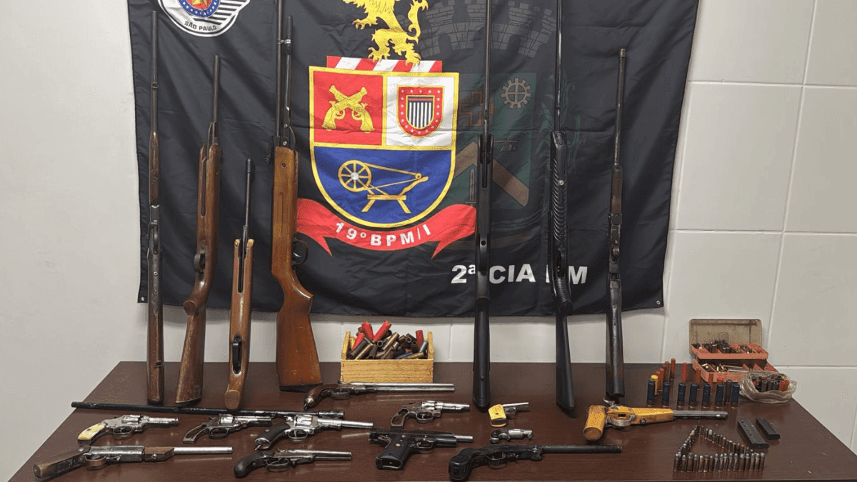 Armas apreendidas na residência em Santa Bárbara d'Oeste