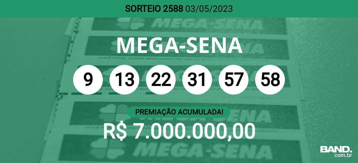 Aposta mínima da Mega-Sena, com seis dezenas, custa R$ 5 e pode ser feita na internet