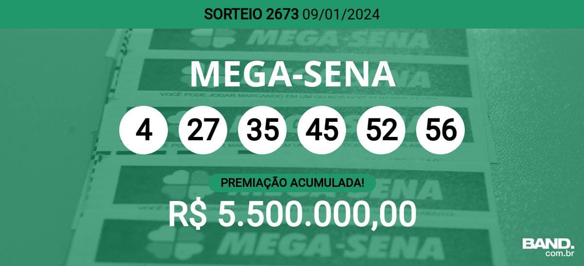 Aposta mínima da Mega-Sena, com seis dezenas, custa R$ 5 e pode ser feita na internet