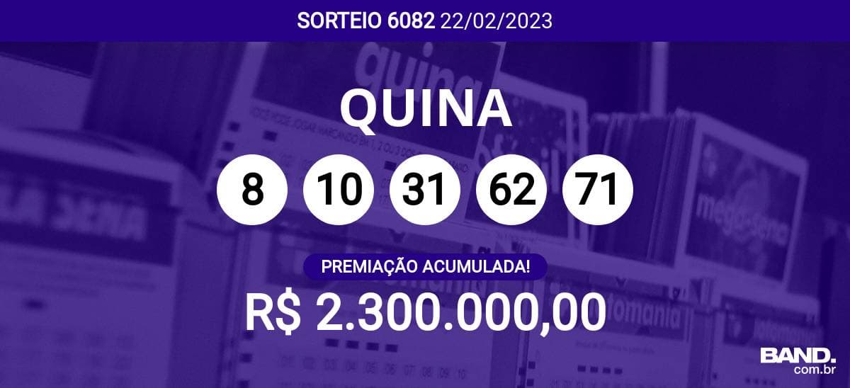 A aposta simples da Quina custa R$ 2