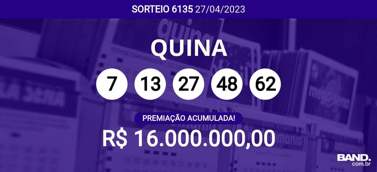 A aposta simples da Quina custa R$ 2