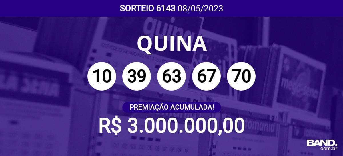 Aposta simples da Quina custa R$ 2,5
