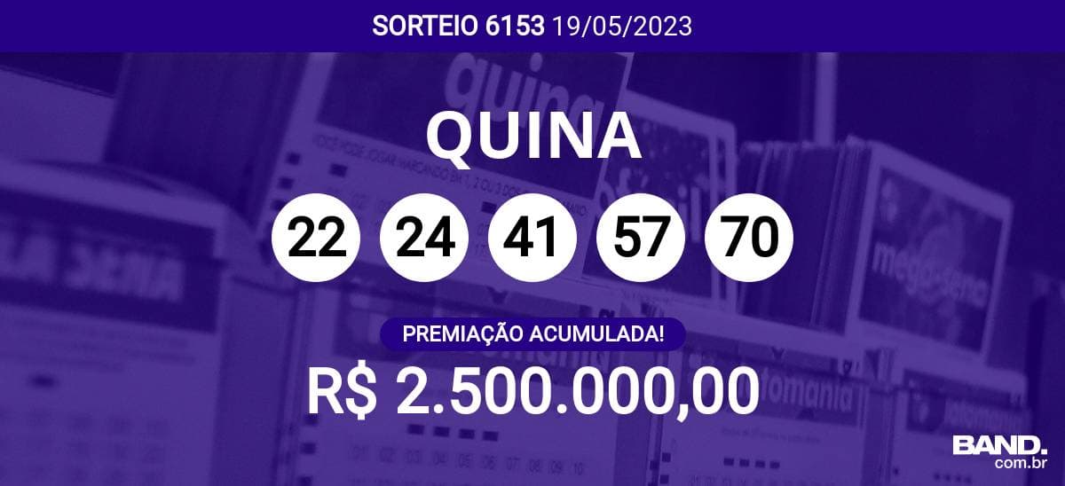 Aposta simples da Quina custa R$ 2,5