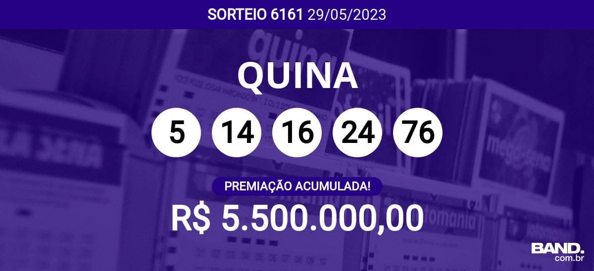Aposta simples da Quina custa R$ 2,5
