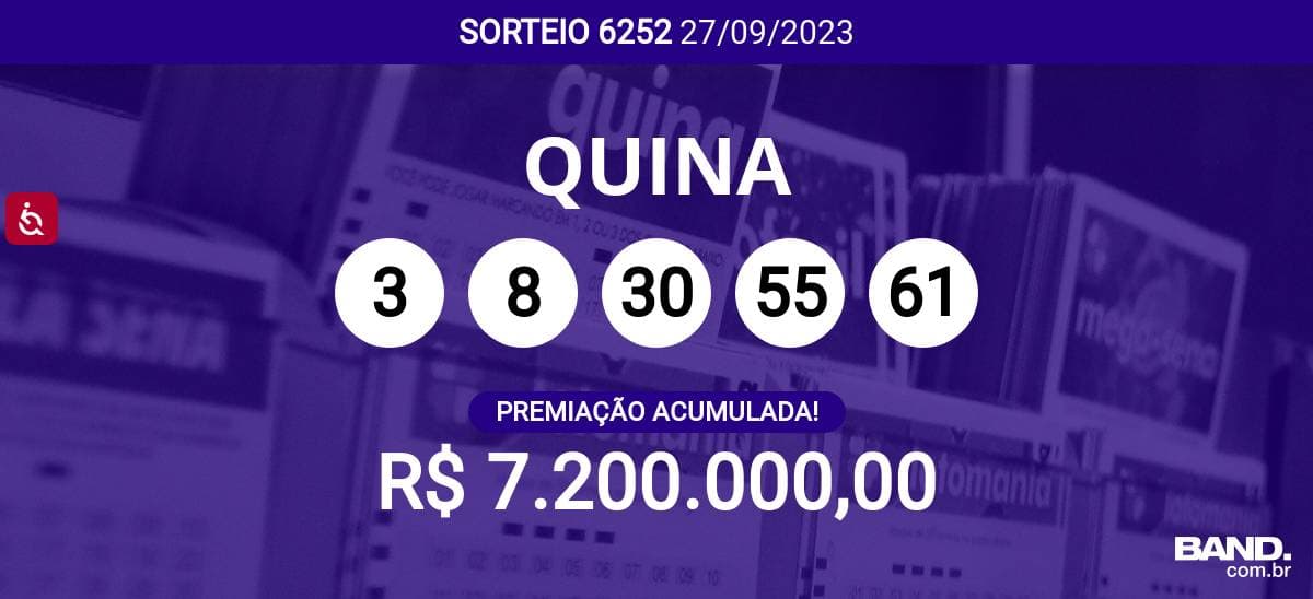 Aposta simples da Quina custa R$ 2,5