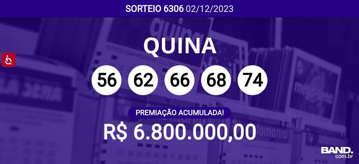 Aposta simples da Quina custa R$ 2,5
