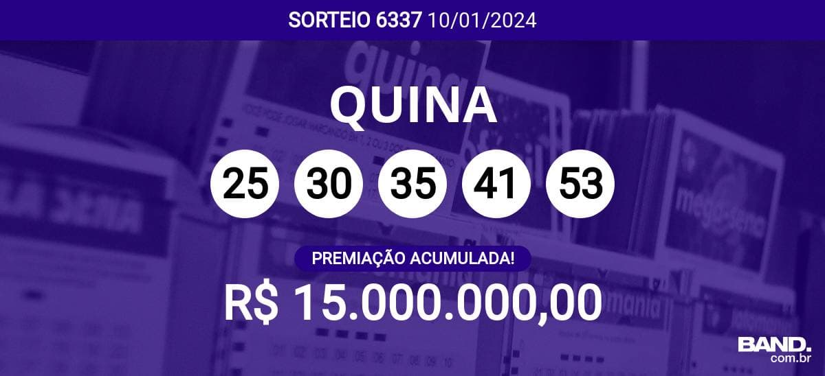 Aposta simples da Quina custa R$ 2,5