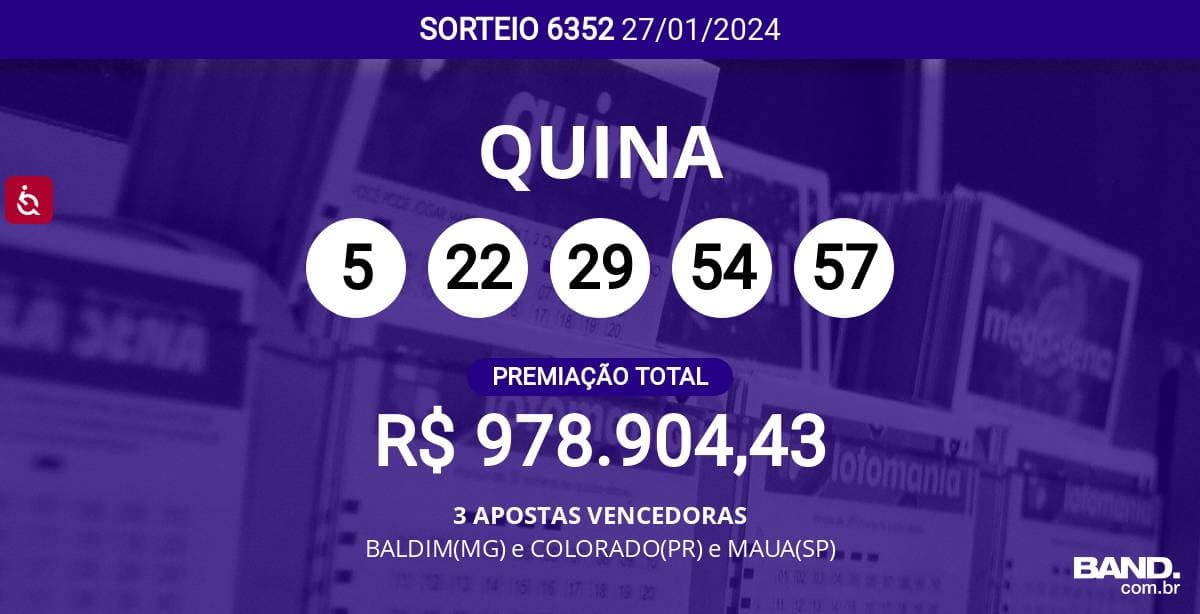 Aposta simples da Quina custa R$ 2,5
