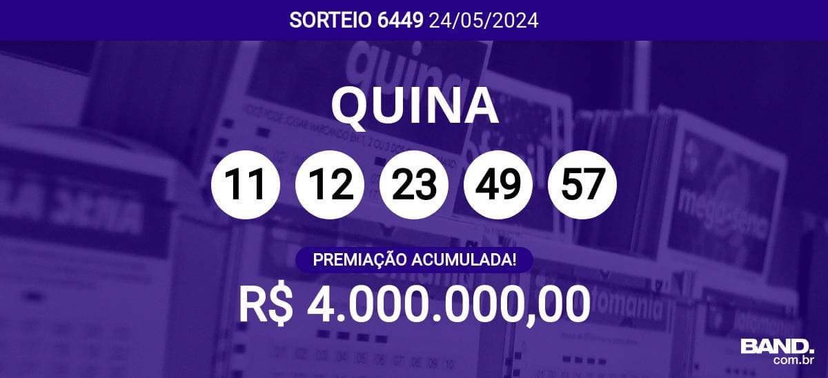 Aposta simples da Quina custa R$ 2,5