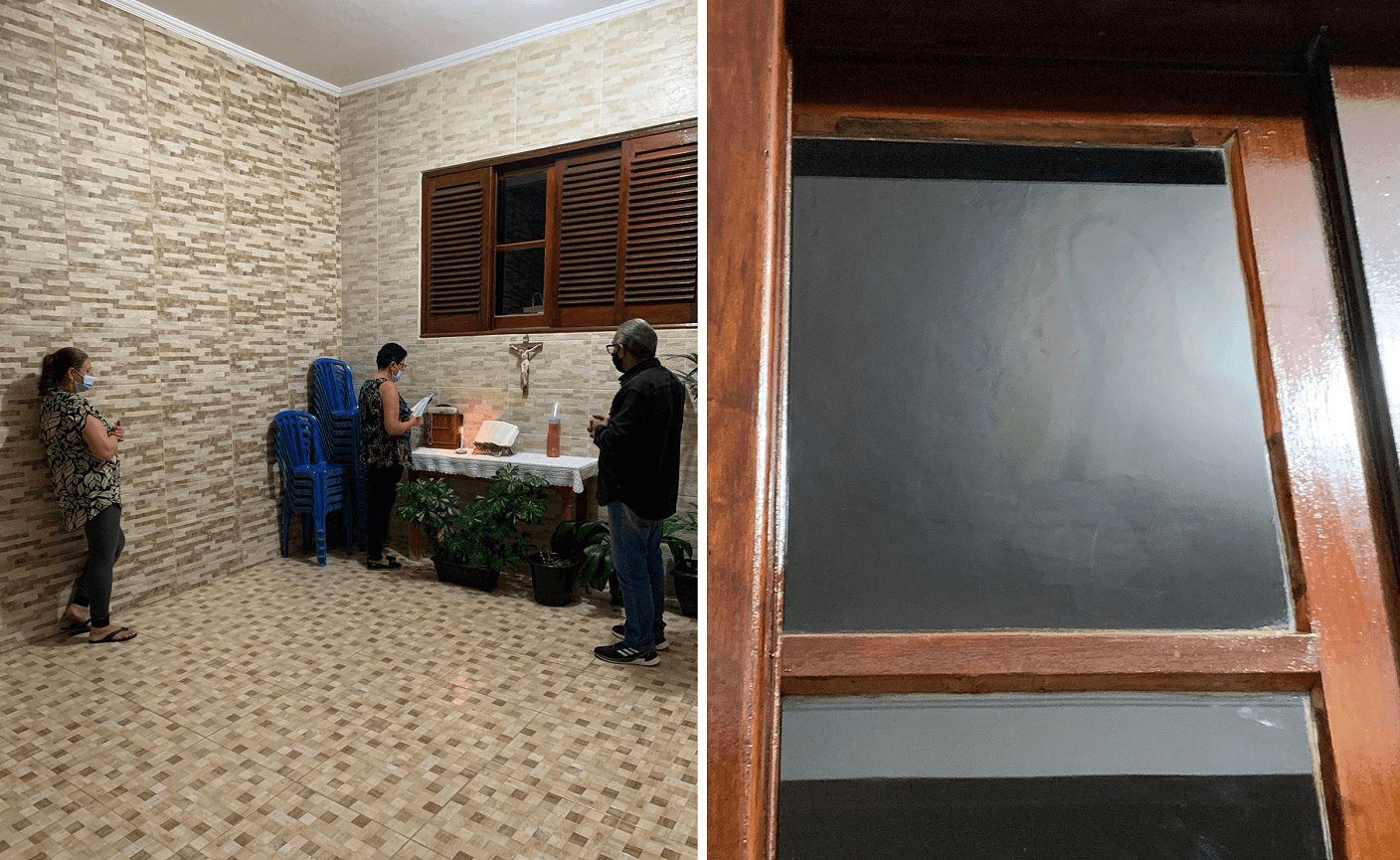 Imagem de santa em reflexo na janela atrai fiéis há 20 anos