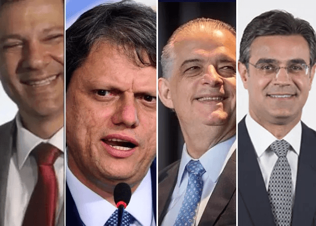 Fernando Haddad, Tarcísio de Freitas, Márcio França e Rodrigo Garcia